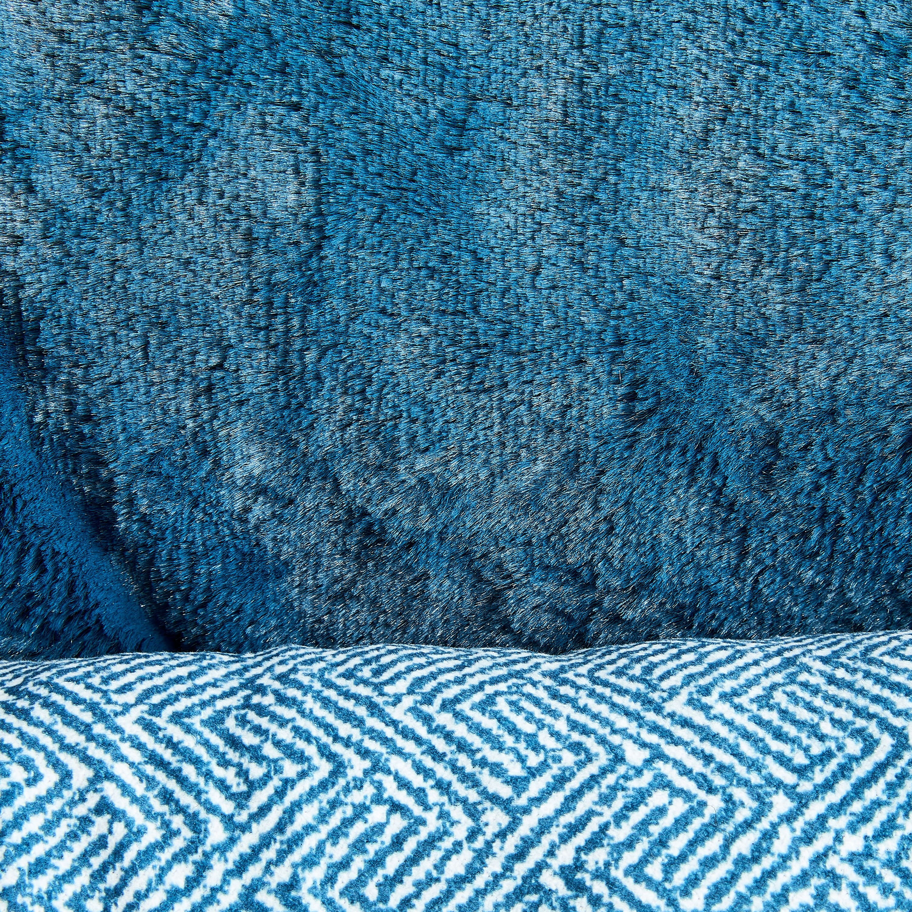 Vibrant Life Large Flannel Waffle Texture Bolster Cat or Dog Bed, Blue, 27" x 36"