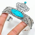 thumbnail image 2 of Natural Santa Rosa Turquoise Gemstone 925 Sterling Silver Cuff Bangle Adj., 2 of 2