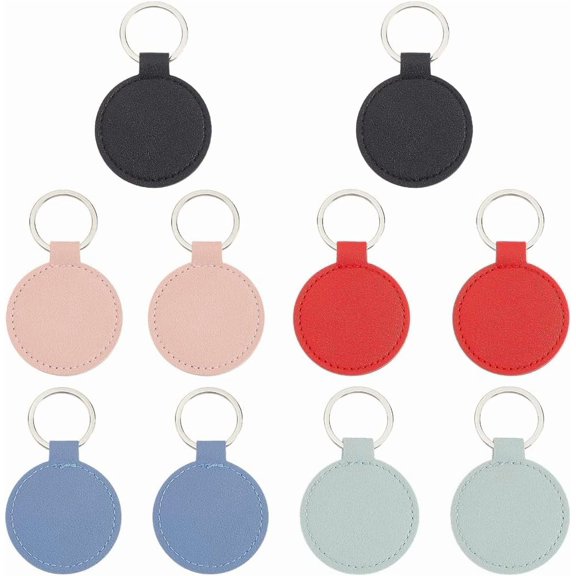 10PCS 5 Colors Round PU Leather Blank Keychain Heat Transfer Keyring Double Side Leather Keychain Kit with Key Ring Sublimation Key Fob Holder Bulk for DIY Craft Present Making Birthday Gift diy