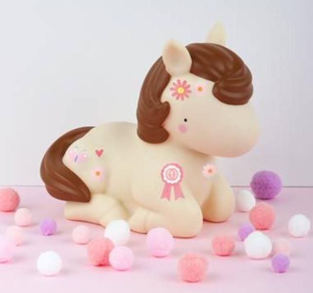 A Little Lovely Company - Veilleuse Cheval - Personnalisable avec Feuille d'Autocollants - Minuterie Éteint Après 15 Minutes - Lumière Douce pour Rêveries Équestres - Parfaite pour les Chambres d'Enfa