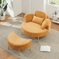 thumbnail image 5 of Small sofa with Ottoman,Corduroy Upholstered Accent Chair with Half Moon Storage Ottoman for Living Room,Bedroom,Yellow, 5 of 7
