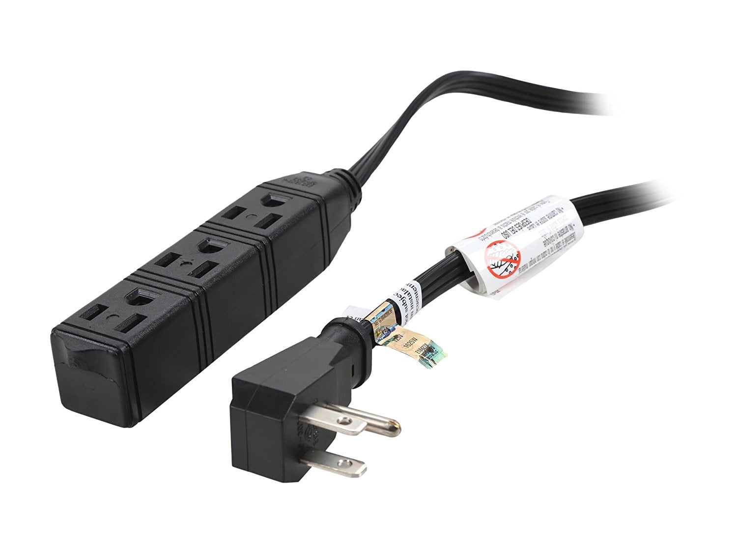 Rosewill 3 Outlets Flat Plug Power Strip with 6 feet cord Black (2 Pack), Black, RHEC16BK6FP2
