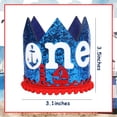 thumbnail image 7 of 1st Birthday Hat - Glitter Crown, Nautical Theme First Birthday Decoration Sapphire Blue, One Year Old Party Supplies Favors Photo Booth Props, 7 of 7