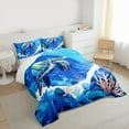 thumbnail image 3 of Feelyou Cartoon Sea Turtle Full Size Comforter Sets, Dreamy Ocean Animal Bedding Comforter Set, Marine Coral Reversible Bedding Sets, Lightweight Room Decor, 3 Pieces, 3 of 8