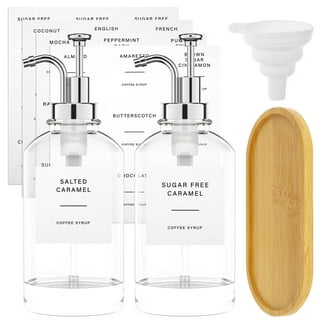 kitwin 2 Pack Coffee Syrup Dispenser Set 16.9oz Reusable Glass Syrup Bottle  with Labels Funnel Clear Syrup Pump Dispenser Glass Pump Dispenser Coffee  Syrup Bottle for Coffee Bar Home 