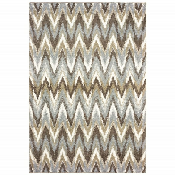 homeroots Décoration 388846 5'x8' Gris et Taupe Ikat Motif Zone Tapis