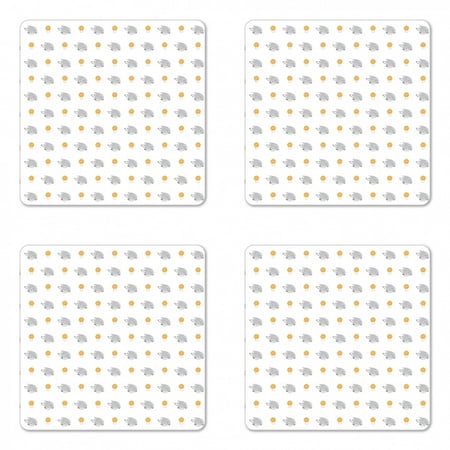 

Hedgehog Coaster Set of 4 Sketch Art Mushrooms and Forest Animals with Dots Artwork Square Hardboard Gloss Coasters Standard Size Pale Orange Pale Grey by Ambesonne