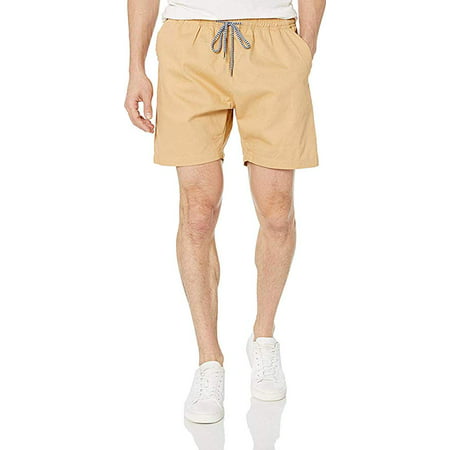Visive Shorts For Men Elastic Waist Chino Drawstring Basic Essentials Short (Large,
