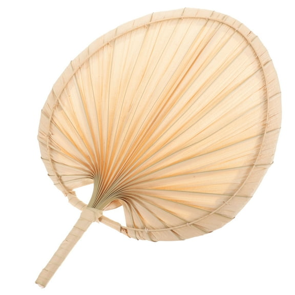 HOMEMAXS Natural Palm Leaf Hand Fan for Summer Home Use Khaki Woven Design Portable Size 10 Inches
