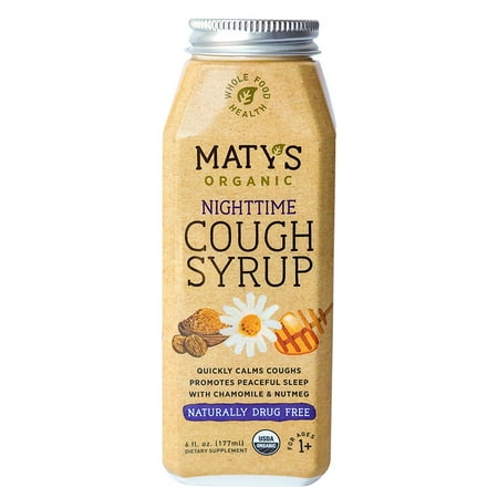 Maty's Organic Goodnight Cough Syrup, 6 Fluid Ounce, Organic Cough Remedy, Soothes Throats With Organic Honey, Chamomile & Nutmeg, Immune Boosting, Helps Ease Common Cold Symptoms, 6 Oz (Best Remedy For Common Cold)