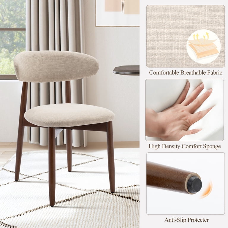 COLAMY NOYA Farmhouse Dining Chair Set of 2, Mid-Century Kitchen