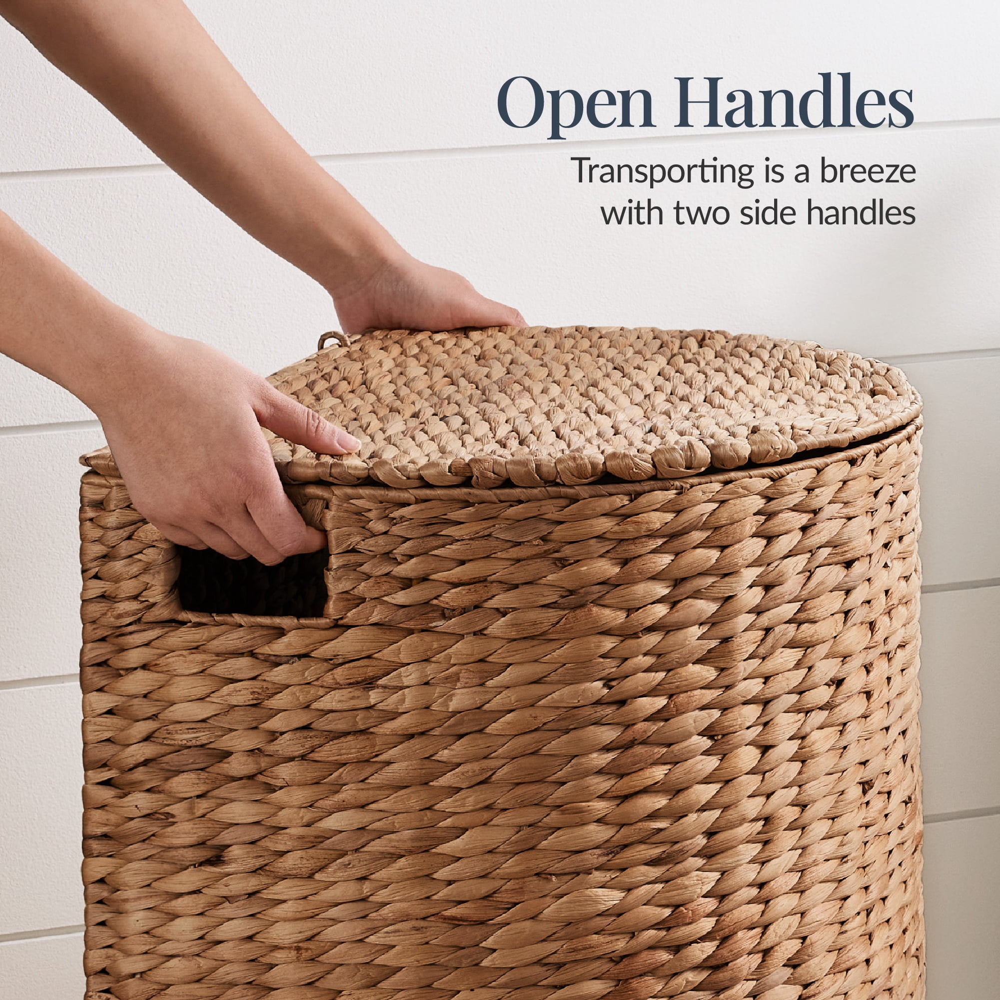 Best Choice Products Half Moon Laundry Hamper w/ Lid, Half Round Laundry Basket, w/ Removable Liner & Handles - Chestnut