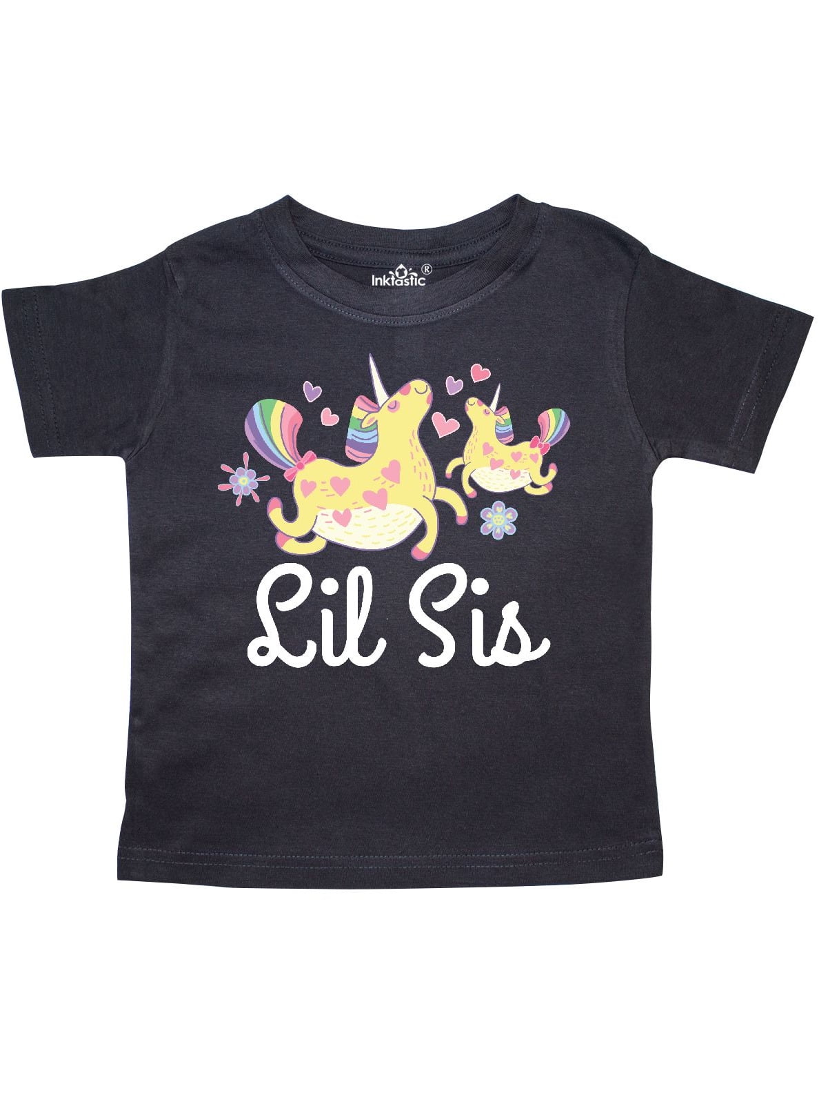 Inktastic Lil Sis Unicorn Girls Sister Toddler T-Shirt Little Cute Hearts Gift