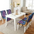thumbnail image 2 of TSOVTHRID Leaf Blue Purple Print Quilted Dining Chair Slipcovers, Stretch Removable Chair Covers with Detachable Strap, Universal Fit Non-Slip Seat Cushion Covers, Set of 1, 2 of 7
