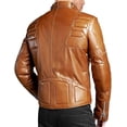 thumbnail image 2 of New Men's Genuine Lambskin Leather Slim Fit Brown Biker Motorcycle Jacket For Men A685, 2 of 3