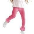 thumbnail image 3 of Erwazi Toddler Girls Yoga Pants Kids Casual Solid Color Performance Bell Bottoms Ruffle Bottom Pants, Pink, 5-6 Years, 3 of 9
