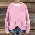 thumbnail image 2 of lcziwo Chandails en Molleton à Col Rond pour Femmes Automne Hiver 2024, Chemise Décontractée à Manches Longues, Haut Ample Sans Capuche, Rose, G, 2 of 5