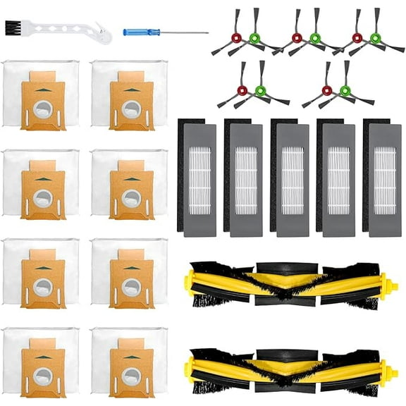 T8 N8 Replacement Parts for ECOVACS-Deebot Ozmo T8 T8 Aivi T8  T8 AIVI  T8 MAX N8 Pro Plus/N8 Pro N8  Plus N8 Pro  DEE.BOT Dust-Bags Main Brush Side Brushes HEPA Filters Replacement for Yeedi Vac