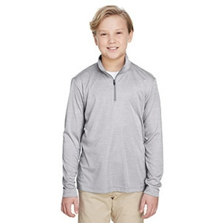Youth Zone Sonic Heather Performance Quarter-Zip - ATHLETIC HEATHER - L