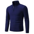 thumbnail image 2 of UVEASISHA Men's Quarter Zip Sweater Slim Fit Long Sleeve Mock Neck Pullover Lightweight Knitted Polos Sweaters Fall Casual Stylish Tops on Clearance Navy XXL, 2 of 4