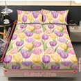 thumbnail image 4 of Jiueut Tulip Pattern 3 Pack Twin Size Bed Sheet Set, Easy Care Wrinkle Free Fitted Sheet and 2 Lightweight Pillow Cover Bedroom Decoration with Elastic Band, 4 of 7
