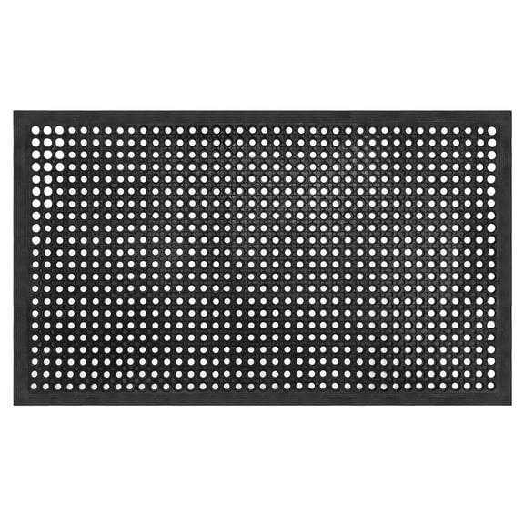 Industrial Anti-Fatigue Drainage Rubber Mat - Heavy Duty Non-Slip Hexagonal Floor Mat for Bar, Kitchen, Restaurant, Warehouse - Black, 150x90cm