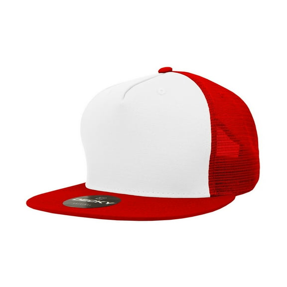 Decky 1040 5 Panel High Profile Structured Cotton Blend Trucker-White/Red