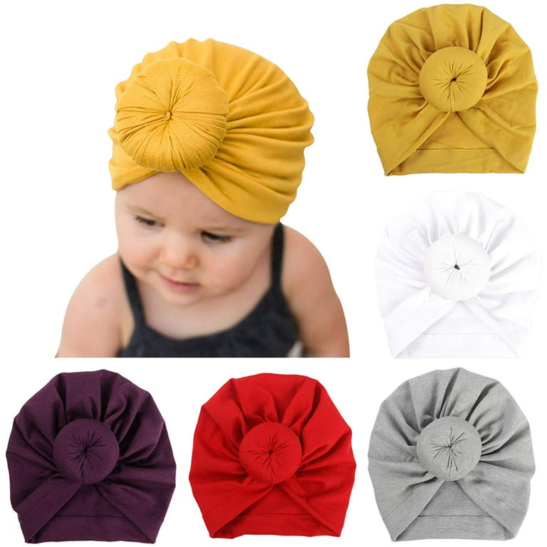 5 PCS Sombreros y Gorras para Bebés Niño Niña Infantil Turbante Niño Bebé  Nudo Sombrero Beanie Gorro 