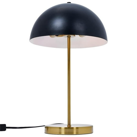 Dome Shade Metal Table Lamp in Black and Gold