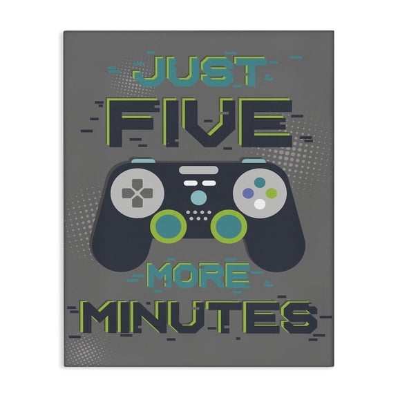 Stupell Industries Contemporary Five More Minutes Video Games Canvas Art, 16 x 20, by Angela Nickeas