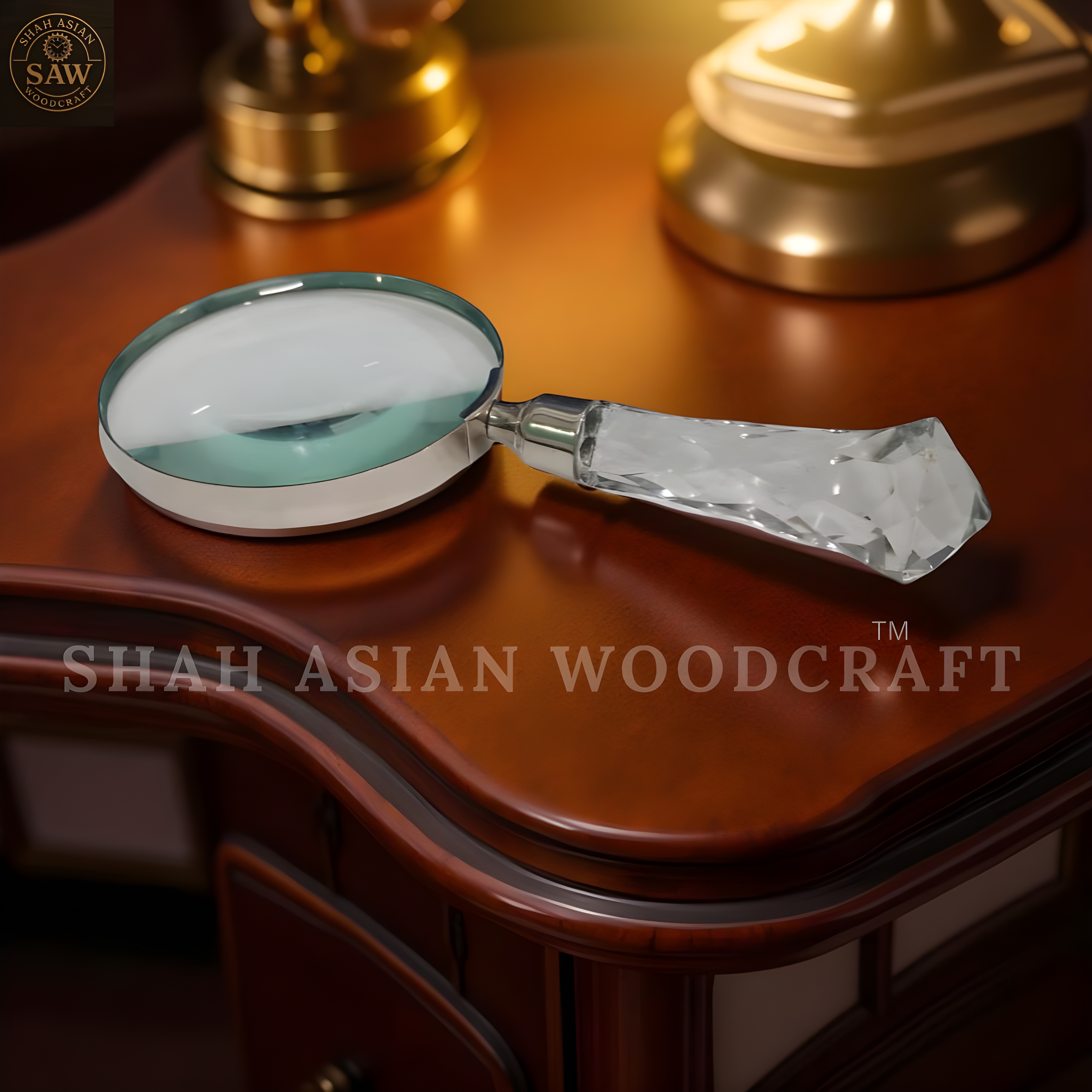 Antique Heavy Crystal Magnifying Glass Solid Vintage Magnifier & A Premium Gift