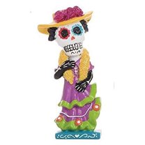 Skeleton Mariachi Band Dancer in Purple Dress Day of the Dead Figurine New