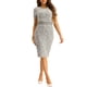 thumbnail image 1 of Vestido de Tweed INSPIRE CHIC para mujer, cuello redondo, vestido ajustado tipo lápiz para trabajar en la oficina, color negro y blanco, 1 of 6
