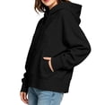 thumbnail image 5 of XRoczxe Women Classic Cropped Hooded Pullover Sweatshirt Drawstring Hood With Kangaroo Pocket Wrinkle Resistant Soft Casual Basic Top Assorted Solid Colors, 5 of 5