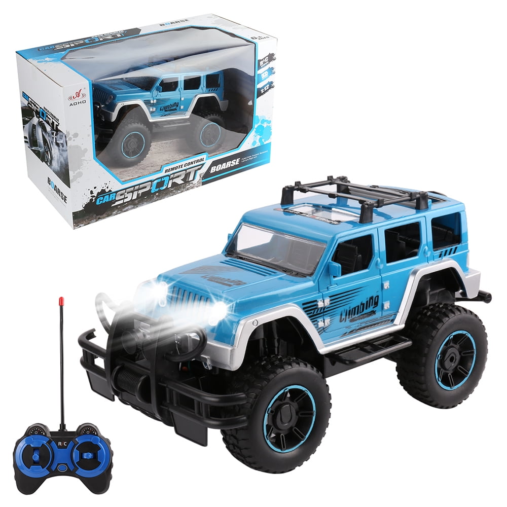 Child Toy 1/16 Scale Remote Radio Control Jeep Car with Flashing LED Lights Red 
