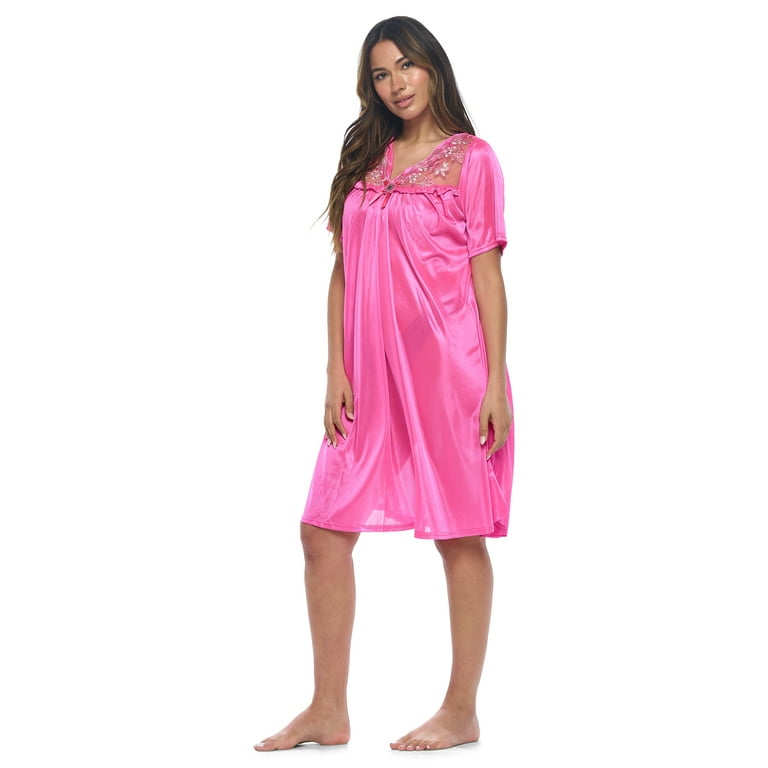 Casual Nights Women s Fancy Lace Neckline Silky Tricot Nightgown
