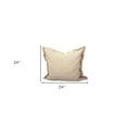 thumbnail image 4 of Set Of Two 24" x 24" Taupe 100% Cotton Herringbone Pillows With Fringe, 4 of 5