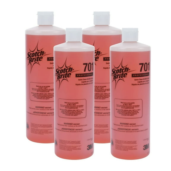 Scotch-Brite Quick Clean Griddle Liquid 701 - 32 fl oz (1 quart)Bottle - 4 / Carton - Caustic-free, Odor-free - Orange