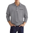 thumbnail image 5 of WTXUE Polos Long Sleeve, Lapel Golf Shirts for Men Spring Autumn Casual Button T Shirt Top Solid | Workwear for Men Dark Gray L, 5 of 6