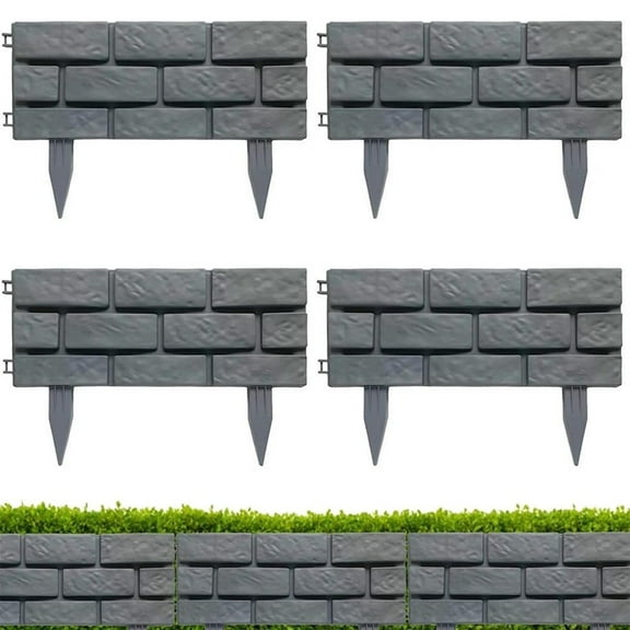 4 Pack Garden Edging Lawn Flowerbed Border Fence Patio Fencing Easy to Mount