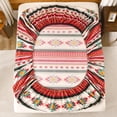 thumbnail image 5 of Chezmoi Collection 4-Piece Southwestern Geometric Multicolor Cream Red Teal Orange Sheet Set, King, 5 of 9
