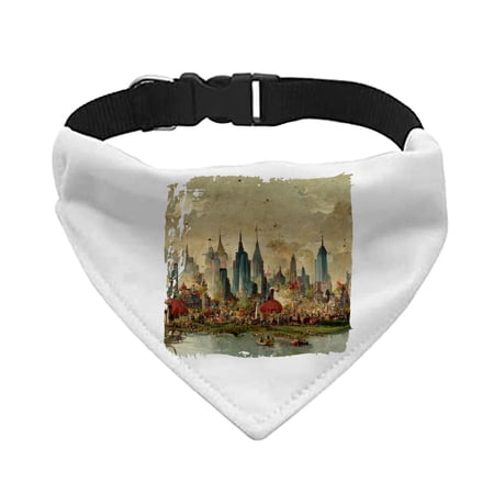 City Print Pet Bandana Collar - Cityscape Scarf Collar - Graphic Dog Bandana