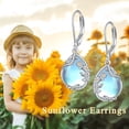 thumbnail image 5 of April Daisy Moonstone Birth Flower Filigree Teardrop Drop Dangle Earrings Sterling Silver Leverback Earrings Jewelry, 5 of 6