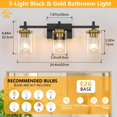 thumbnail image 2 of Luminaria de baño Spiglamm de 3 luces en negro y dorado para tocador, 2 of 7