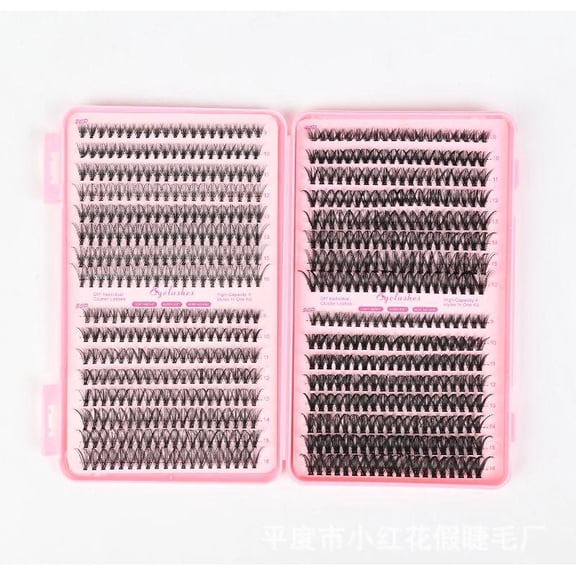 10D-100D segmented false eyelashes, false eyelash set, foreign trade false eyelashes with glue, thick and curled eyelashes for women