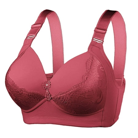 Huuilaibazoo Embroidery Bra Wireless Bra Non Padded Minimizer Bra with Convertible Straps