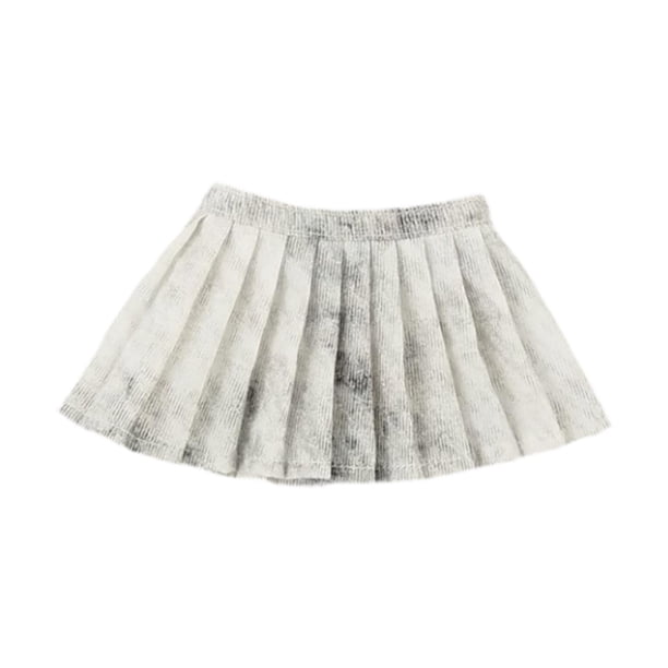 Falda plisada en miniatura para mujer, accesorio informal, cómoda, portátil, a la moda, suave, 1/6 Negro blanco