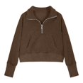 thumbnail image 6 of CAICJ98 Girls Half Zipper Sweatshirts Cute Trendy Fall Pullover Crop Tops Kids Sweatshirts Girls Long Sleeve Sweater Clothes Thumb Hole Coffee,7-8 Years, 6 of 7