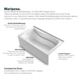 thumbnail image 4 of Kohler 1224-GHLA-0 66 x 36 in. Mariposa Drop-In & Alcove Heated Bubblemassage Air Left Bath Drain - White, 4 of 7