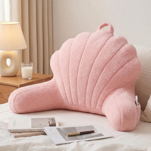 Reading Pillow for Bed Sitting up, Backrest Pillows with Plush Fill for Adult & Children, Back Support Pillow for Bed and Couch Sit up, Pillows for Reading with Arms, Pockets, Washable Cover